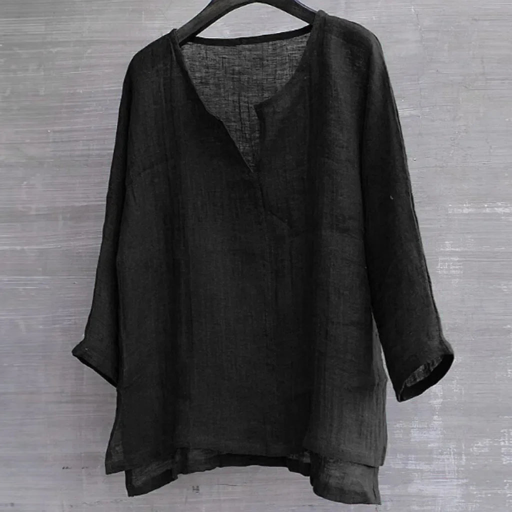 Nouvelle chemise en lin pour homme, coupe ample, respirante, couleur unie, manches longues, chemise hawaïenne décontractée.
