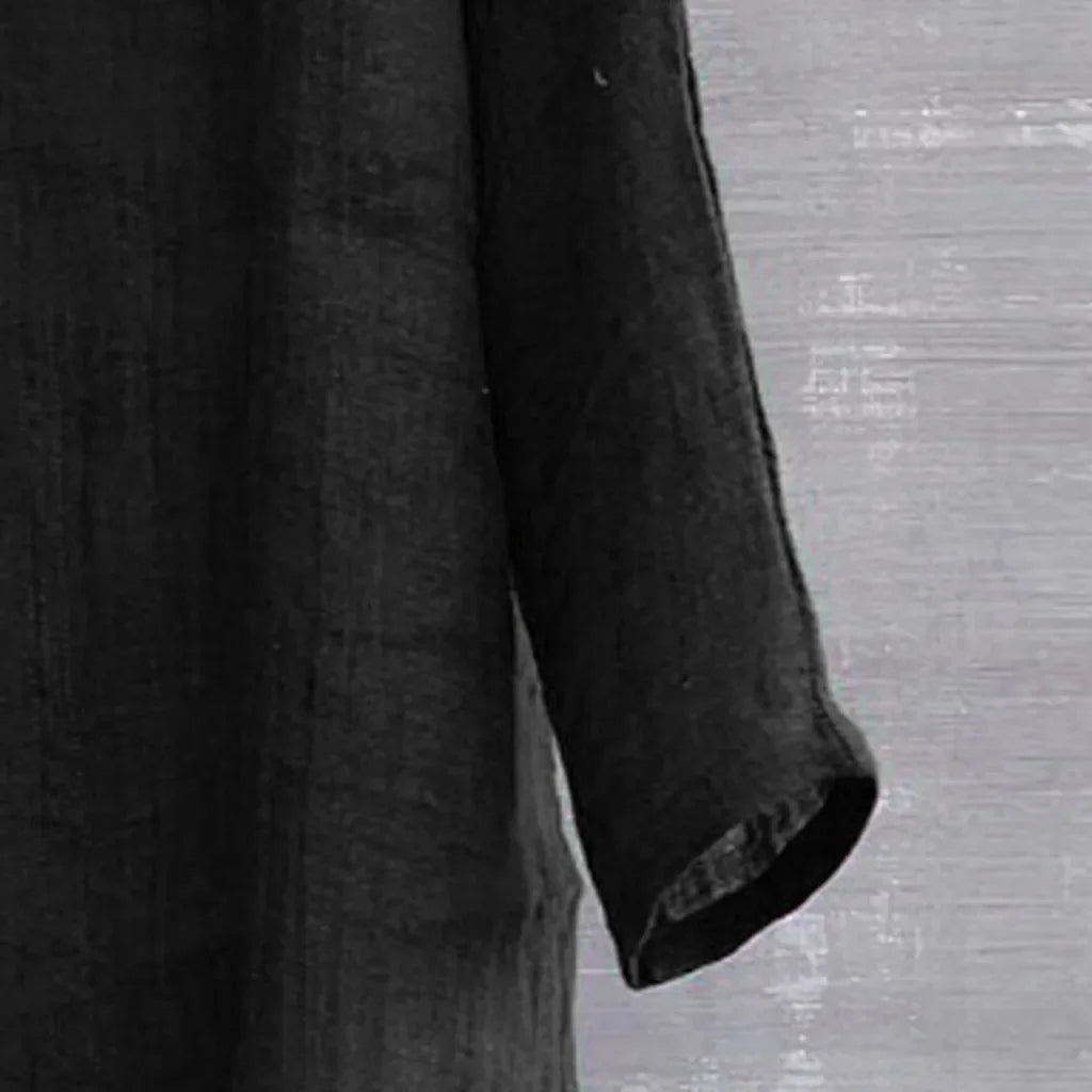 Nouvelle chemise en lin pour homme, coupe ample, respirante, couleur unie, manches longues, chemise hawaïenne décontractée.
