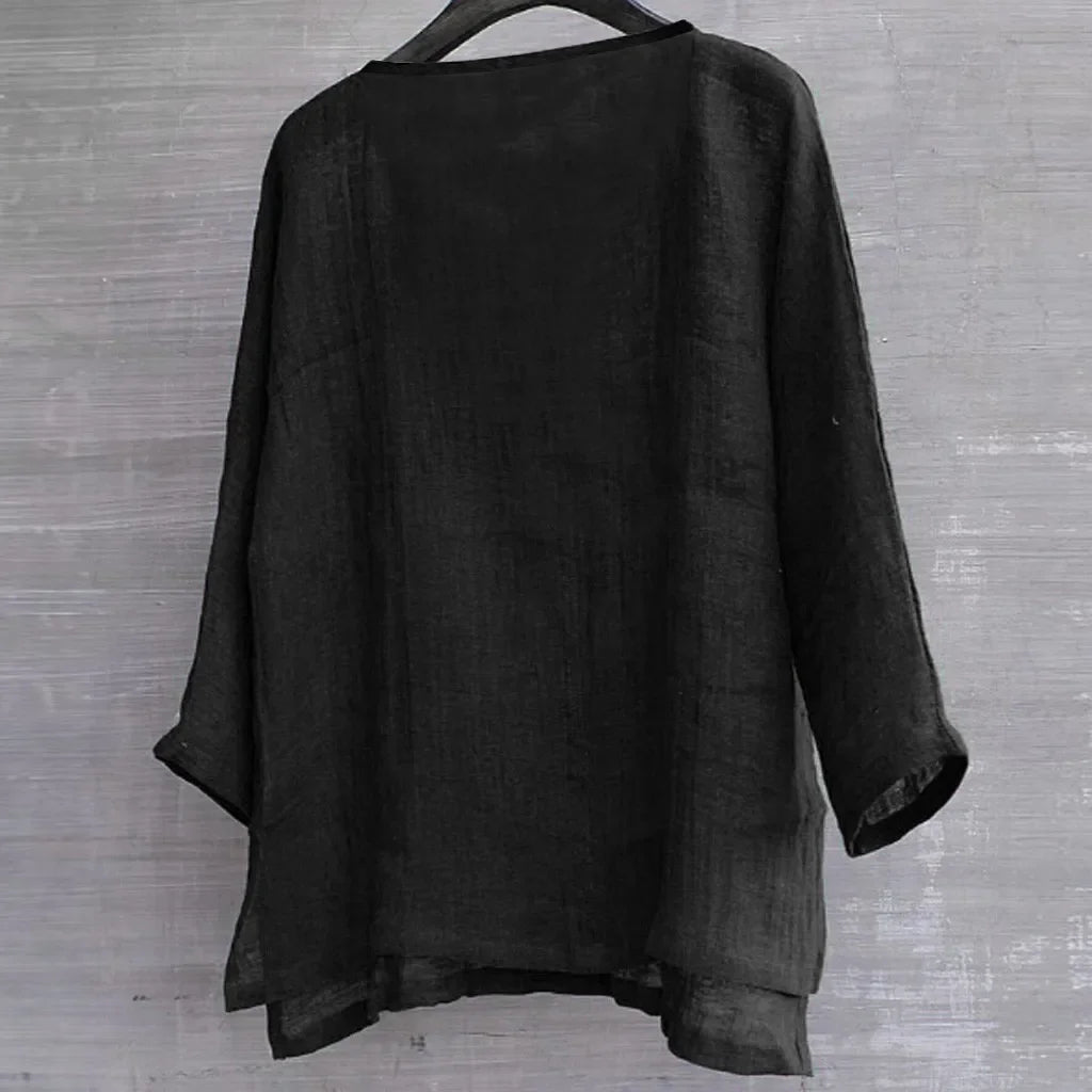 Nouvelle chemise en lin pour homme, coupe ample, respirante, couleur unie, manches longues, chemise hawaïenne décontractée.
