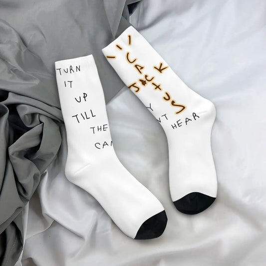 Chaussettes montantes Travis Scott amusantes en polyester, mi-mollet, pour femmes et hommes