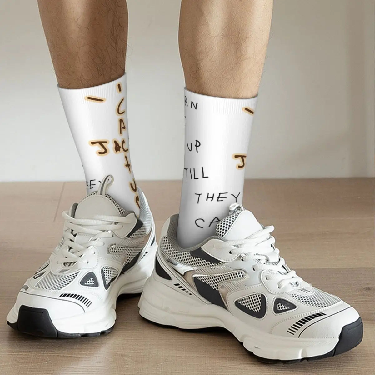 Chaussettes montantes Travis Scott amusantes en polyester, mi-mollet, pour femmes et hommes