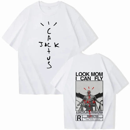 Travis Look Mom I Can Fly T-shirts unisex Scott Shirt Unisex Harajuku T-shirts à col rond et manches courtes