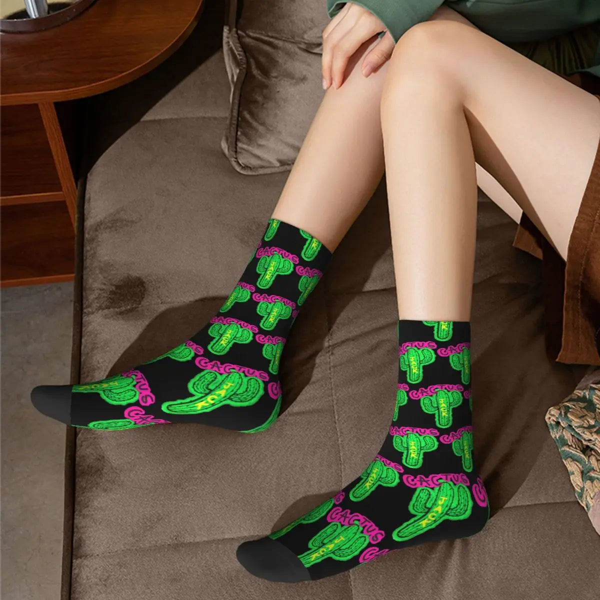 Automne-Hiver Harajuku Homme / Femme Cactus Jack La Flame Chaussettes Travis Scott Chaussettes originales et antidérapantes