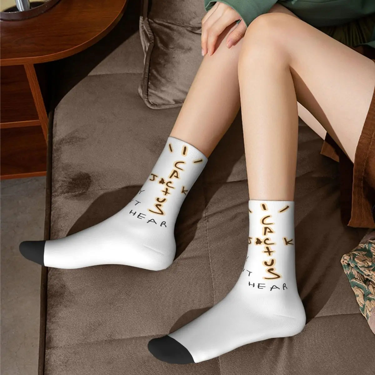 Chaussettes montantes Travis Scott amusantes en polyester, mi-mollet, pour femmes et hommes