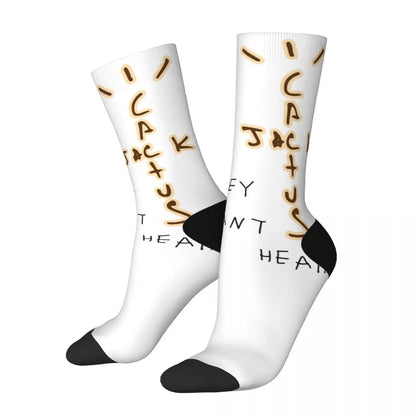 Chaussettes montantes Travis Scott amusantes en polyester, mi-mollet, pour femmes et hommes