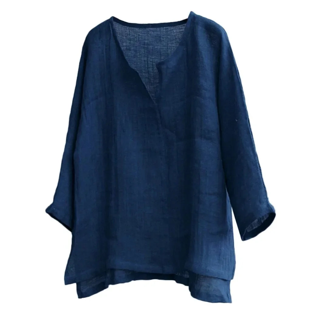 Nouvelle chemise en lin pour homme, coupe ample, respirante, couleur unie, manches longues, chemise hawaïenne décontractée.