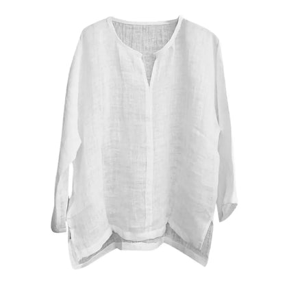 Nouvelle chemise en lin pour homme, coupe ample, respirante, couleur unie, manches longues, chemise hawaïenne décontractée.