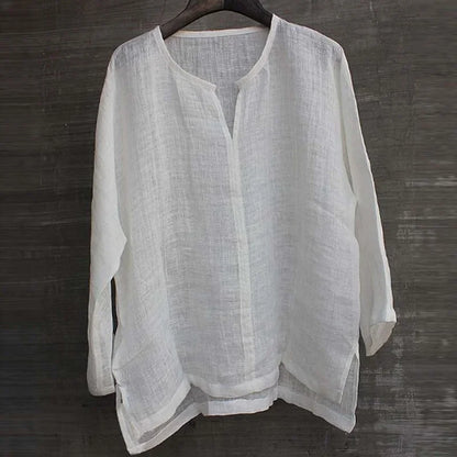 Nouvelle chemise en lin pour homme, coupe ample, respirante, couleur unie, manches longues, chemise hawaïenne décontractée.