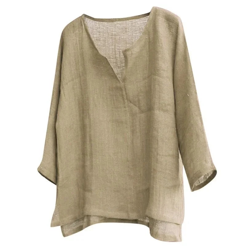 Nouvelle chemise en lin pour homme, coupe ample, respirante, couleur unie, manches longues, chemise hawaïenne décontractée.