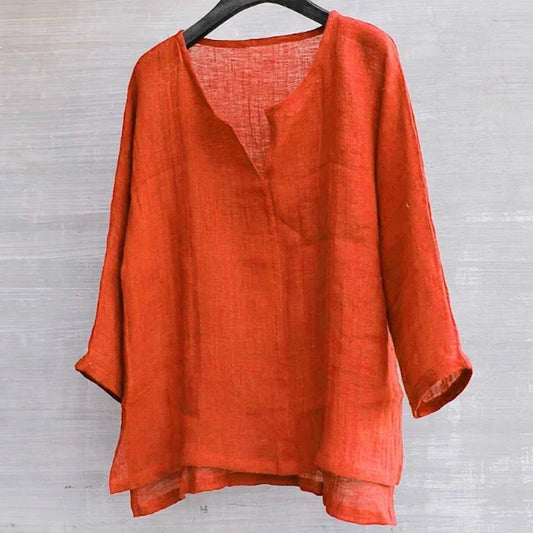 Nouvelle chemise en lin pour homme, coupe ample, respirante, couleur unie, manches longues, chemise hawaïenne décontractée.