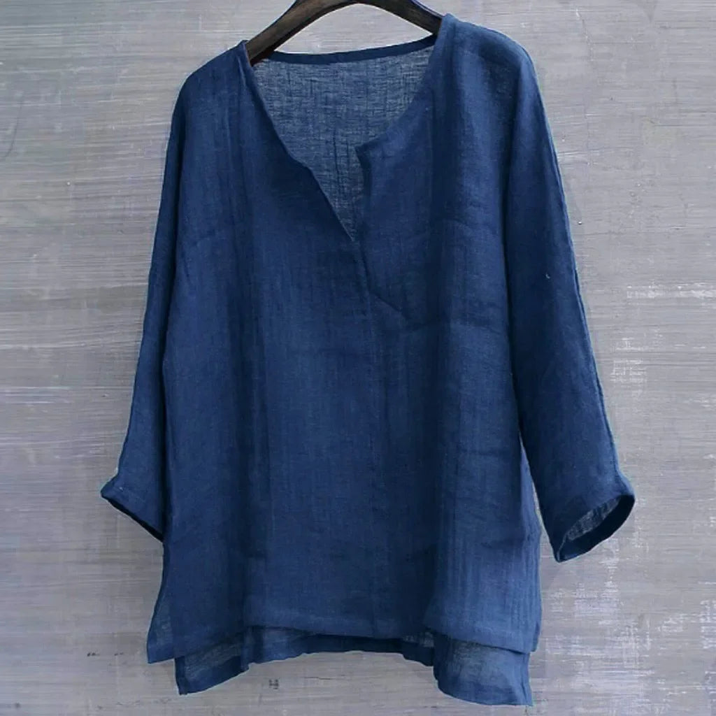 Nouvelle chemise en lin pour homme, coupe ample, respirante, couleur unie, manches longues, chemise hawaïenne décontractée.