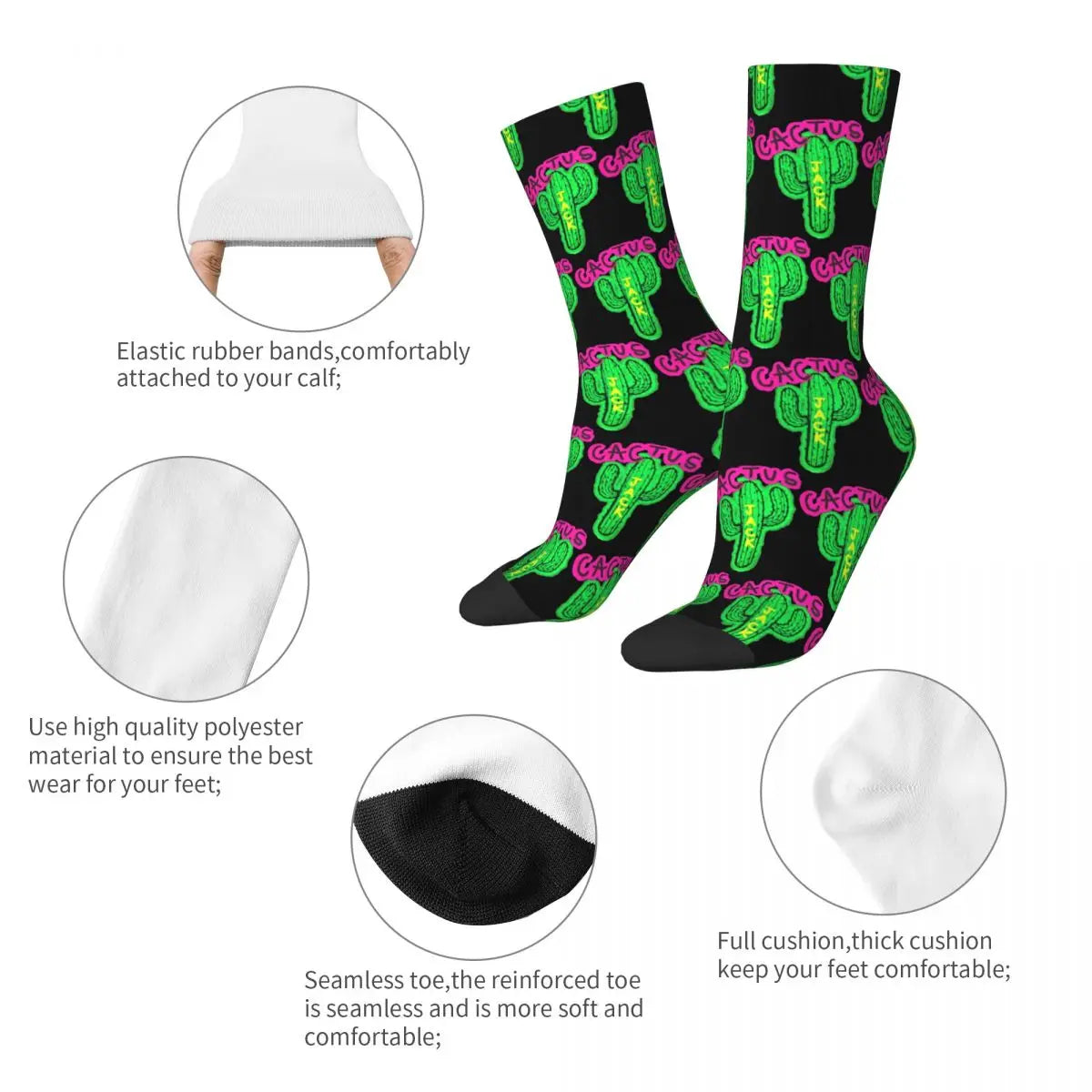 Automne-Hiver Harajuku Homme / Femme Cactus Jack La Flame Chaussettes Travis Scott Chaussettes originales et antidérapantes