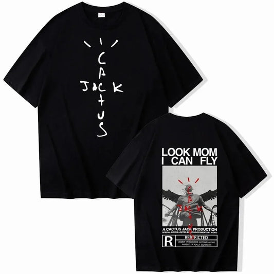 Travis Look Mom I Can Fly T-shirts unisex Scott Shirt Unisex Harajuku T-shirts à col rond et manches courtes